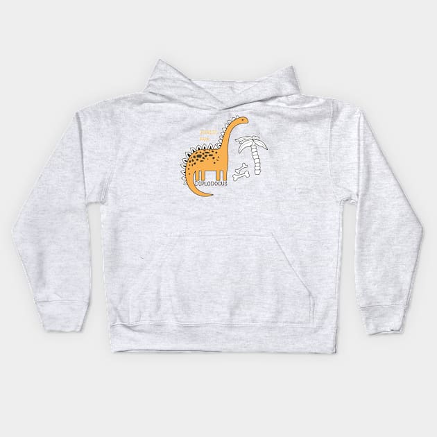 Dinosaur Diplodocus Kids Hoodie by AliJun